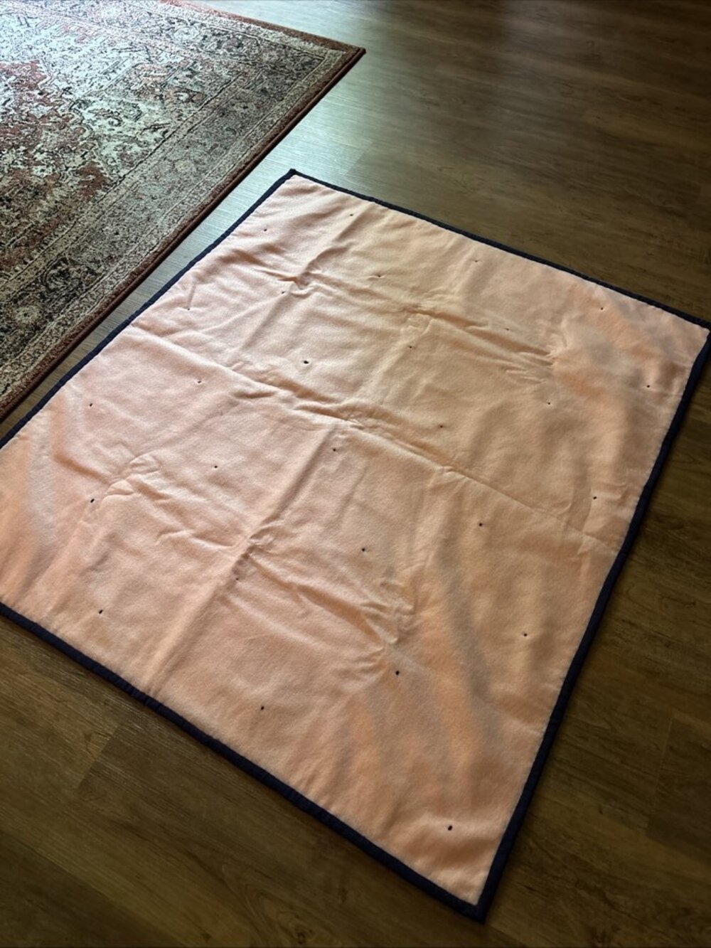 Small Homemade Tie Quilt Throw Pink Backing Excellent Size 47 X 41 - Picture 6 of 6